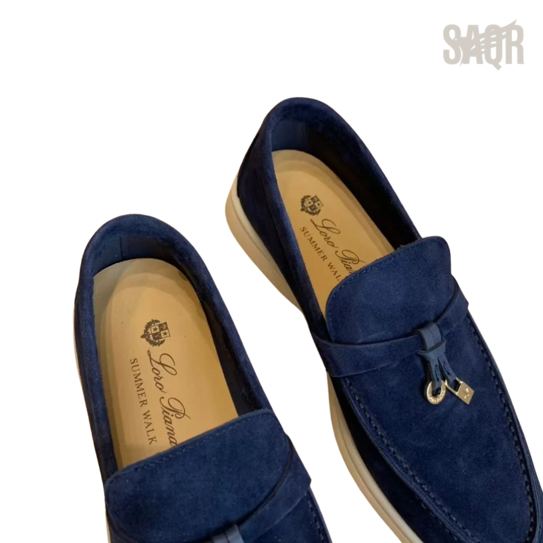 Loro Piana Summer Walk Suede Loafers – Navy Blue - View 3