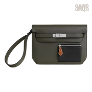 Hermès Depeche 25 Pouch – Vert-De-Gris / Noir / Fauve - View 1