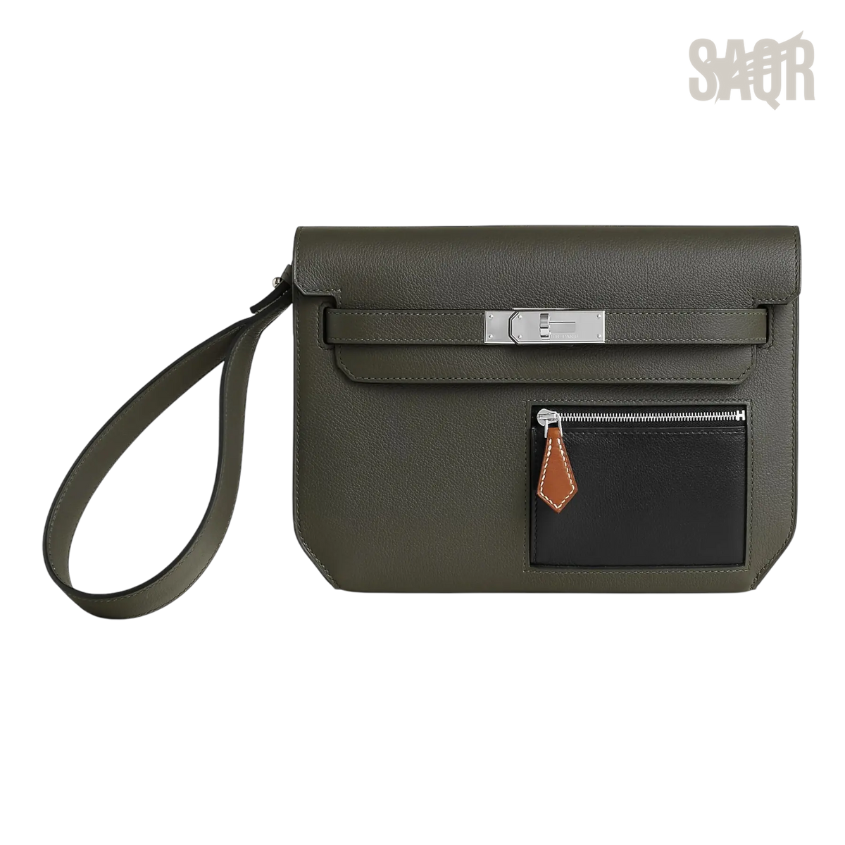 Hermès Depeche 25 Pouch – Vert-De-Gris / Noir / Fauve - View 1