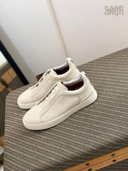 Zegna CrocoPanel Suede Slip-On Sneakers – Sand Beige Edition