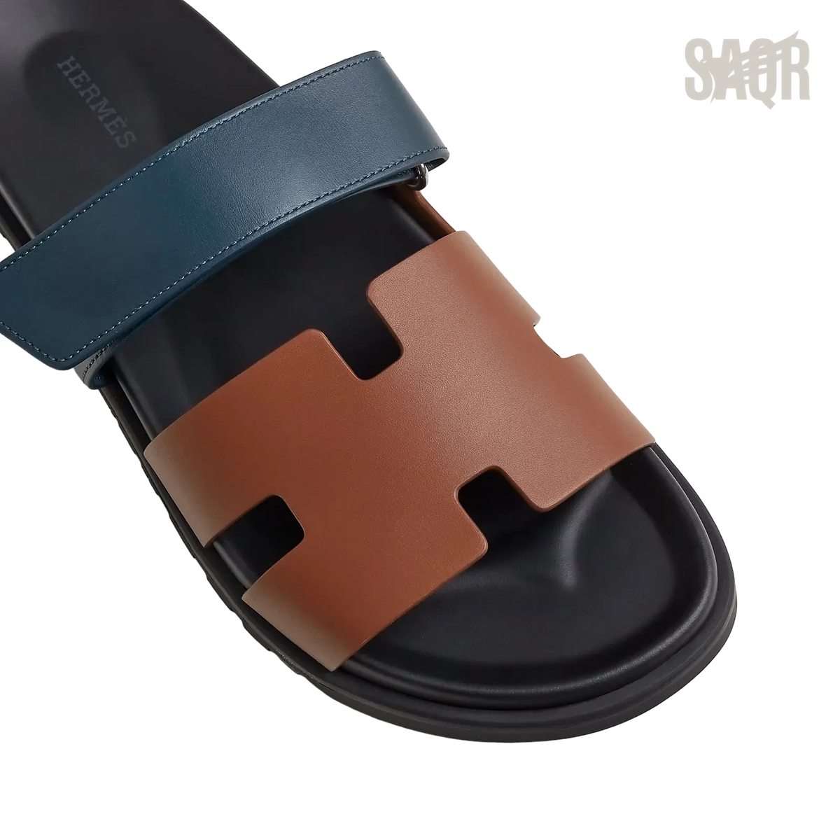 Hermès Chypre Sandals – Gold / Bleu Céleste - View 2