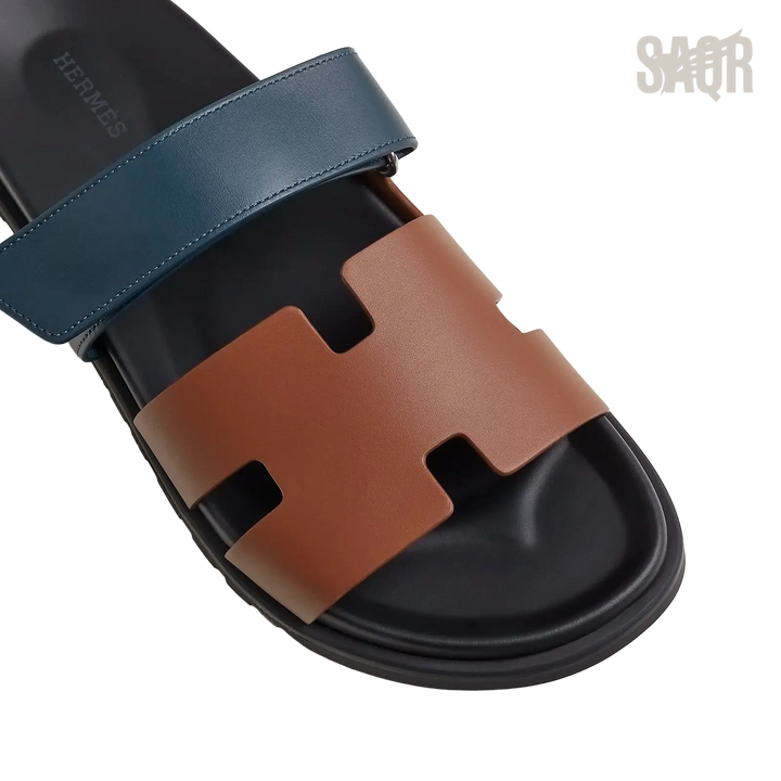 Hermès Chypre Sandals – Gold / Bleu Céleste - View 2