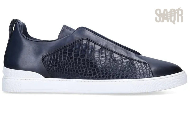 Zegna Triple Stitch Sneaker - Navy Blue | Men