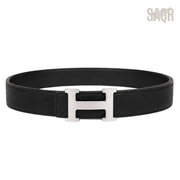 Hermes Black Silver Logo Belt - image 3