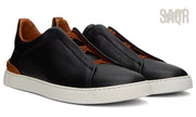 Zegna Footwear | Triple Stitch Black/Brown