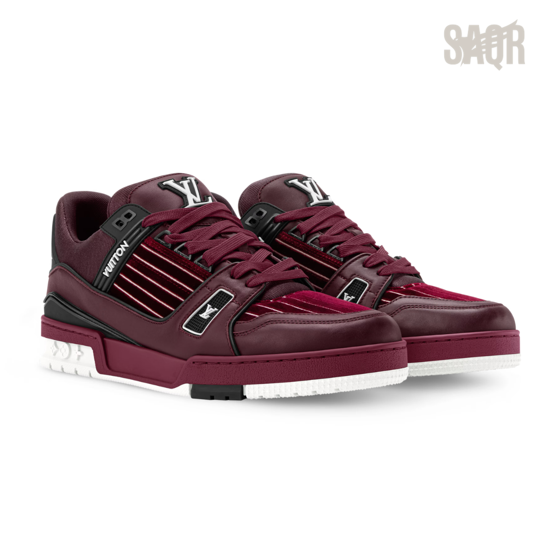 Louis Vuitton LV Trainer Striped Velvet Sneakers – Bordeaux - View 4