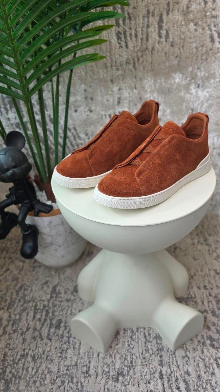 Zegna Triple Stitch Sneakers – Rust Brown - View 5