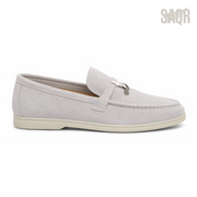Loro Piana Summer Walk Suede Loafers – Light Grey - View 1