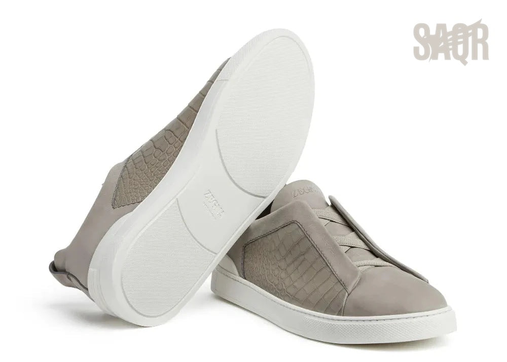 Zegna Footwear | Triple Stitch Crocodile Neutrals