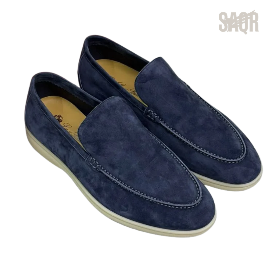 Loro Piana Summer Walk Suede Loafers – Navy - View 4
