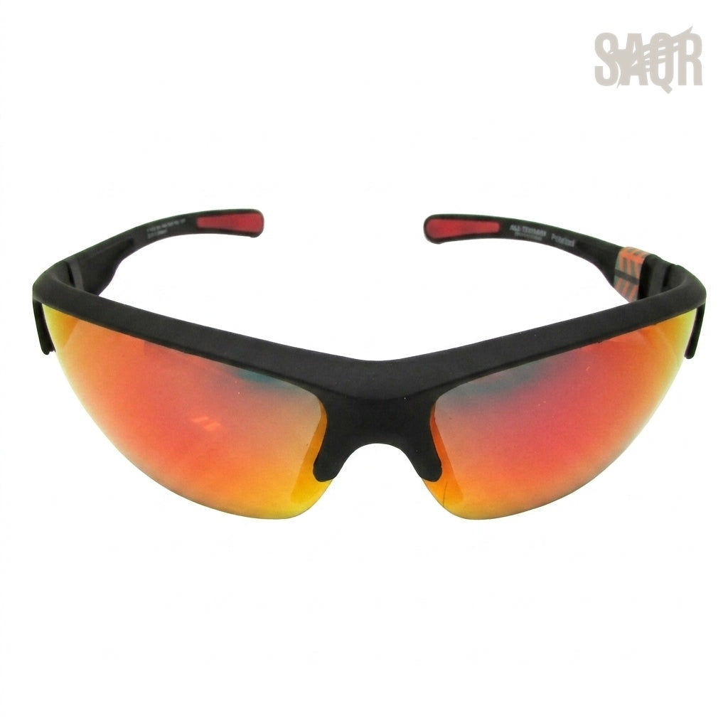 Prada Linea Rossa Sunglasses Wrap Frame – Orange Pink Mirror Lens - View 1