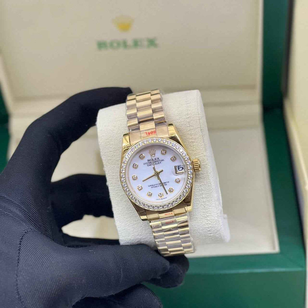 Audemars Piguet Watch | Royal Oak Yellow Gold White Diamond Dial