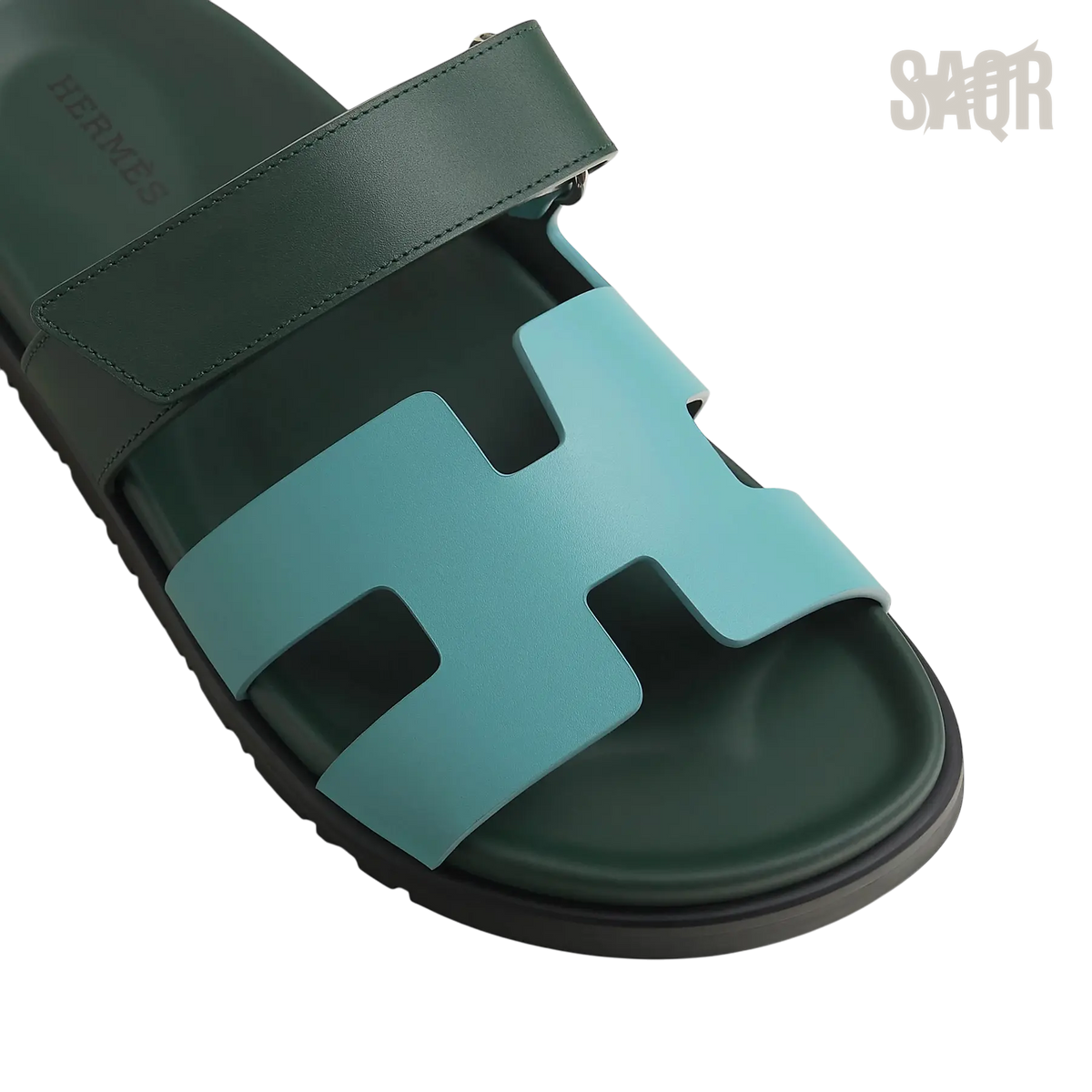 Hermès Chypre Sandals – Bleu Citadin / Vert Bouteille - View 2