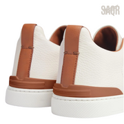 Zegna Triple Stitch Sneakers – White & Brown - View 3