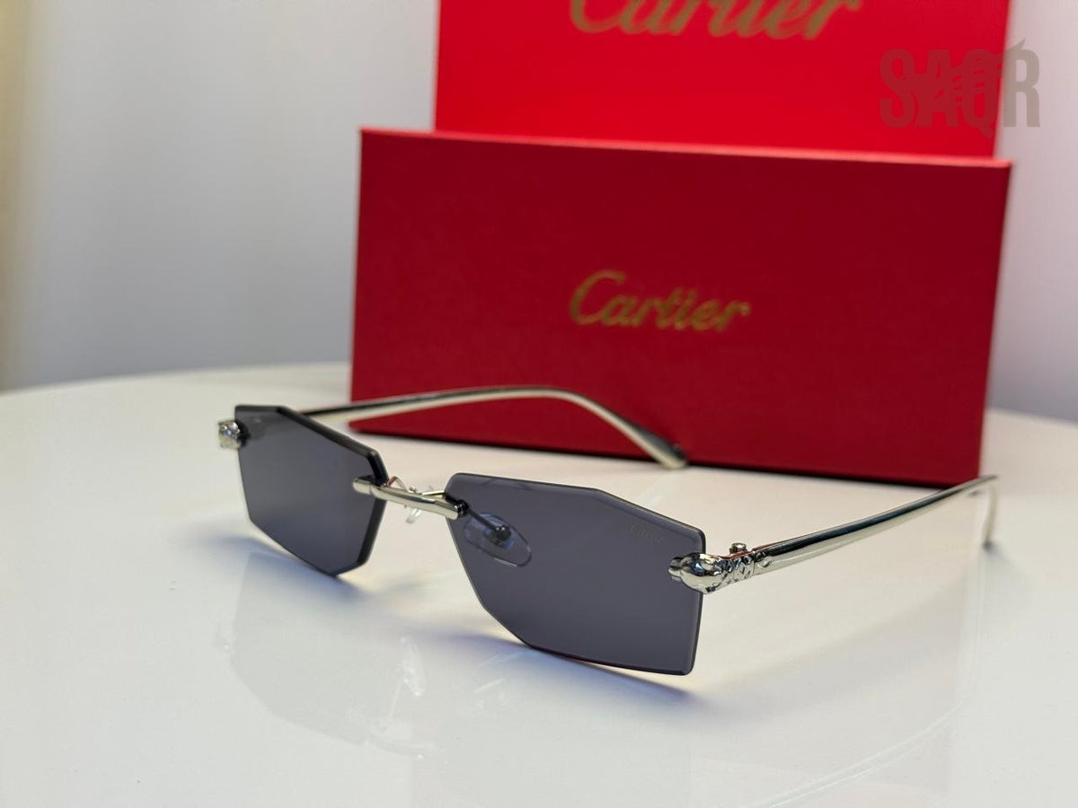 Cartier Panthère de Cartier Rimless Sunglasses (Black/Grey Gradient)