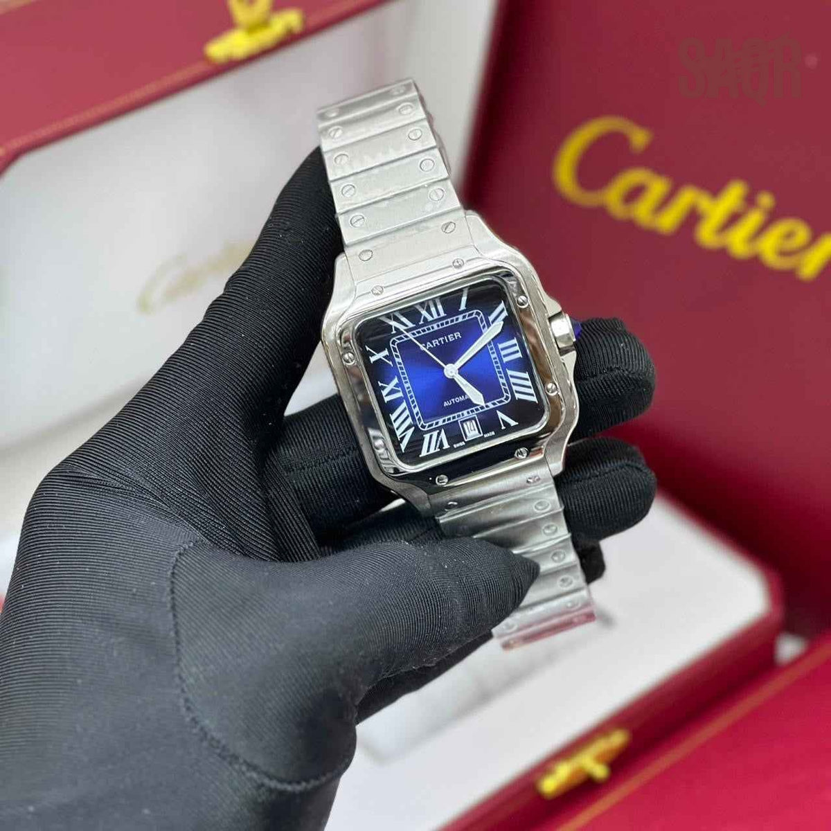 Cartier Watch | Santos de Steel Blue Dial