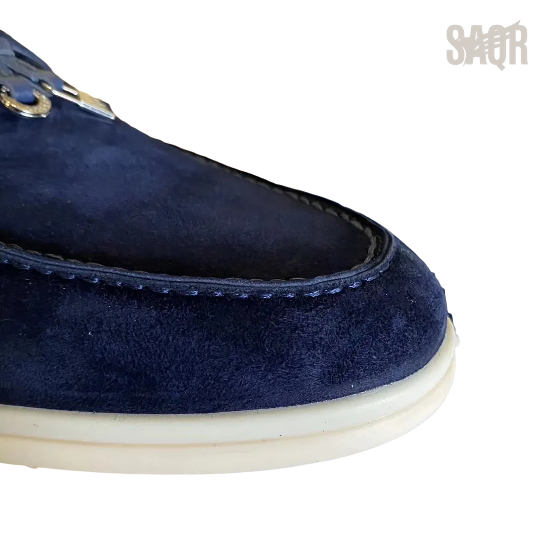 Loro Piana Summer Walk Suede Loafers – Navy Blue - View 2