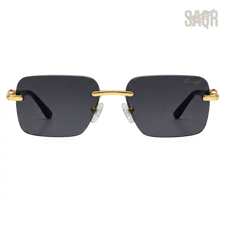 Cartier Sunglasses Rimless Rectangular Dark Lenses - View 1