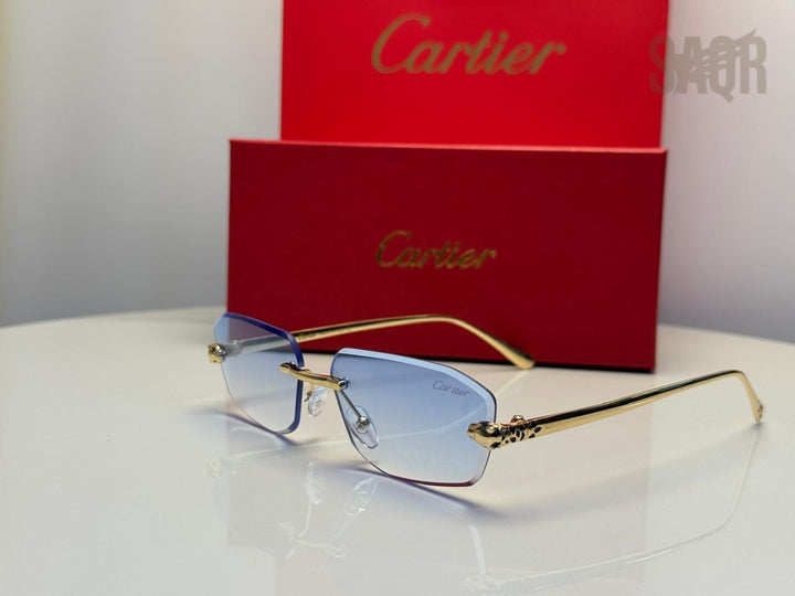 Cartier Panthère de Cartier Rimless Sunglasses (Gold/Peach Tint)