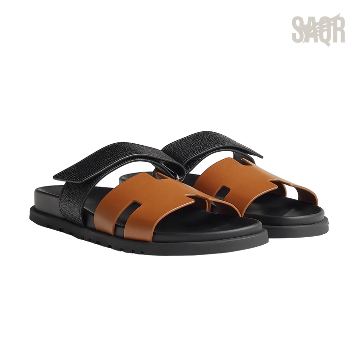 Hermès Chypre Sandals – Naturel H / Noir - View 1
