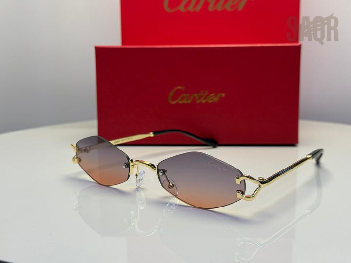 Cartier C Décor Diamond-Shaped Rimless Glasses (Silver/Clear)