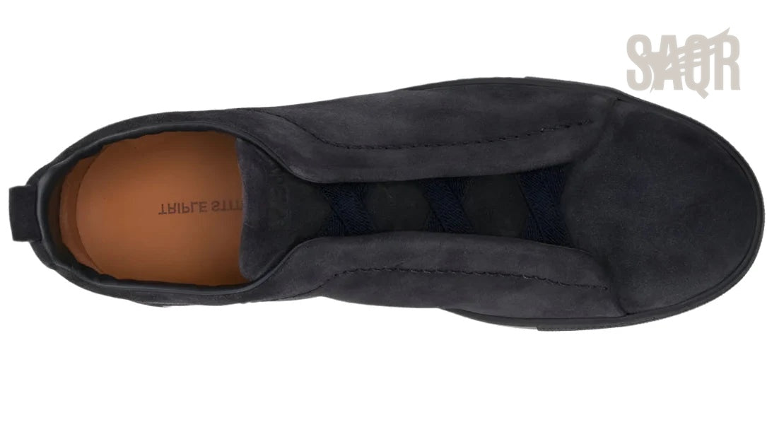 Zegna Footwear | Triple Stitch Suede All Black