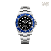 Rolex Submariner Date Black Dial Blue Bezel Silver Watch - image 1