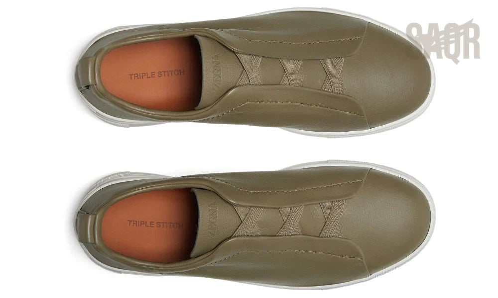 Zegna Footwear | Triple Stitch Olive Green