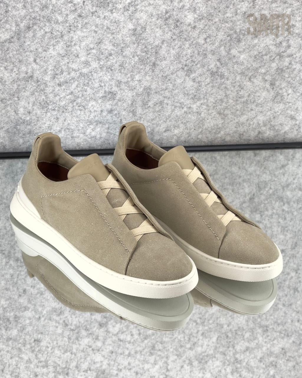 Zegna Brown Suede Slip-On Sneakers