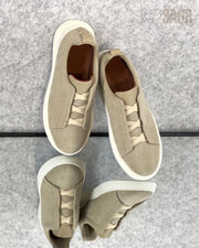 Zegna Brown Suede Slip-On Sneakers