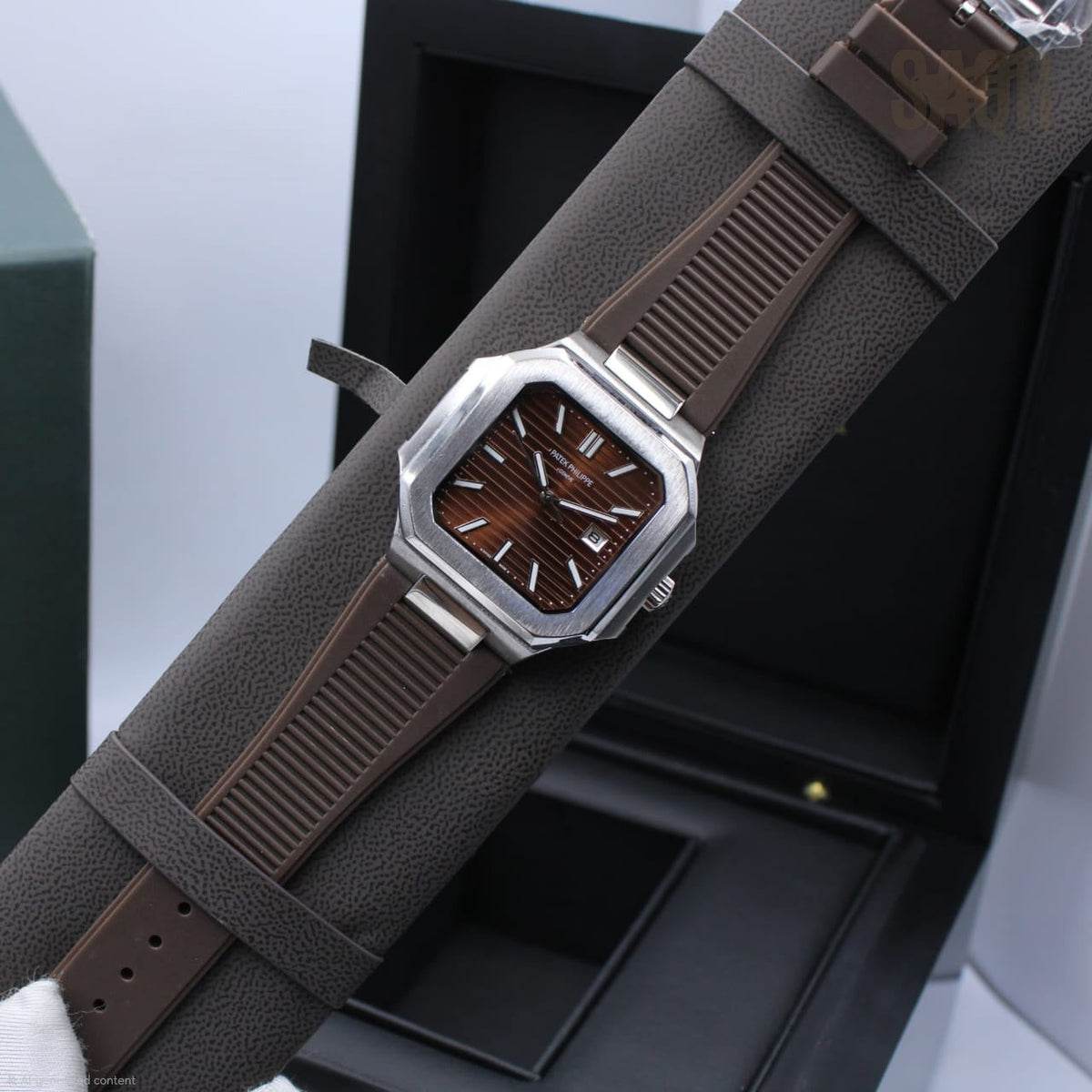 Patek Philippe | Cubitus Ref. 5821 1A Alligator Custom Watch – White / Black – Product Image 1