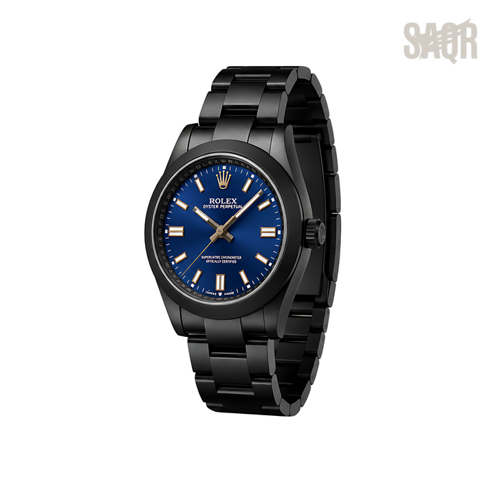 Rolex Oyster Perpetual Blue Dial Matte Black Watch - image 2