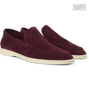 Loro Piana Summer Walk Suede Loafers – Maroon - View 2