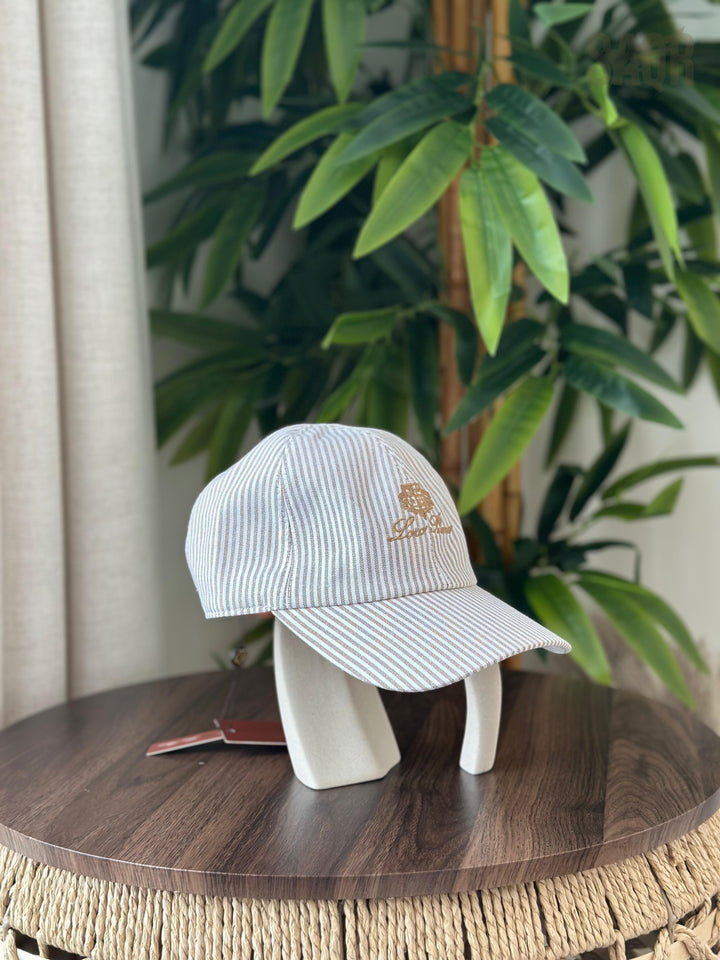 Loro Piana Seersucker Baseball Cap (Teal Blue/White Stripe)