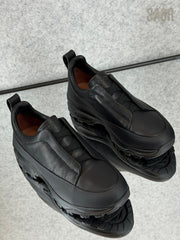 Zegna Beige Canvas & Leather Slip-On Sneakers