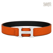 Hermes Orange Silver Logo Belt - image 3
