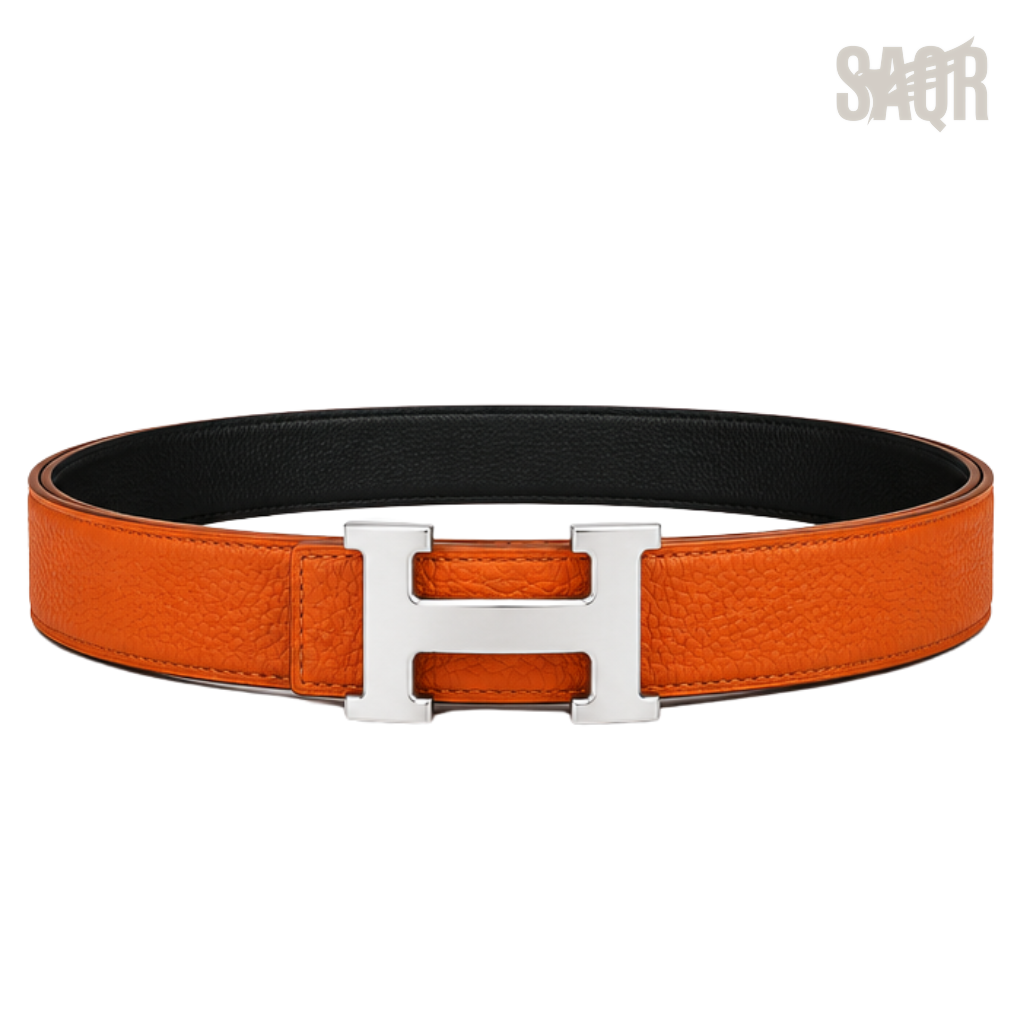 Hermes Orange Silver Logo Belt - image 3