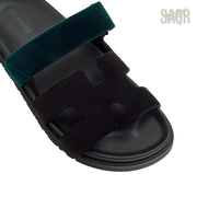 Hermès Chypre Sandals – Noir / Vert Mousse - View 2