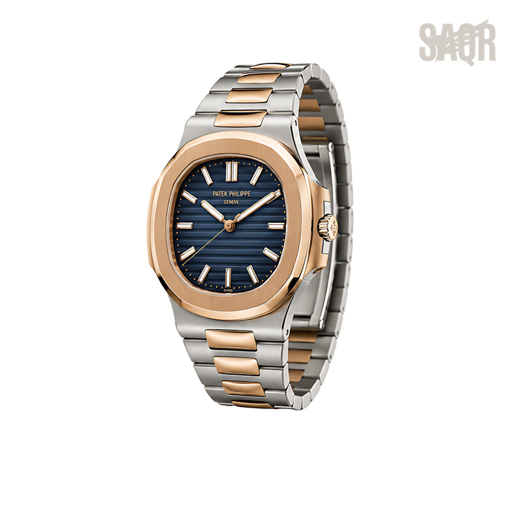 Patek Philippe Nautilus 5711 Blue Dial Two Tone Silver Rose Gold Watch - image 2