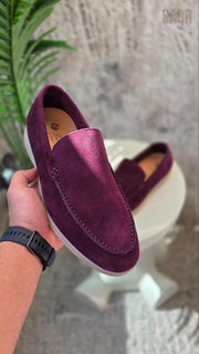 Loro Piana Summer Walk Suede Loafers – Maroon - View 5