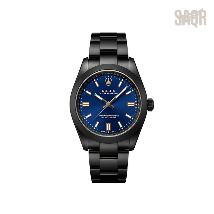 Rolex Oyster Perpetual Blue Dial Matte Black Watch - image 1