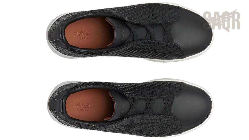 Zegna Footwear | Triple Stitch Carbon Fibre Black