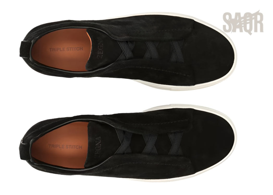 Zegna Footwear | Triple Stitch Suede Black