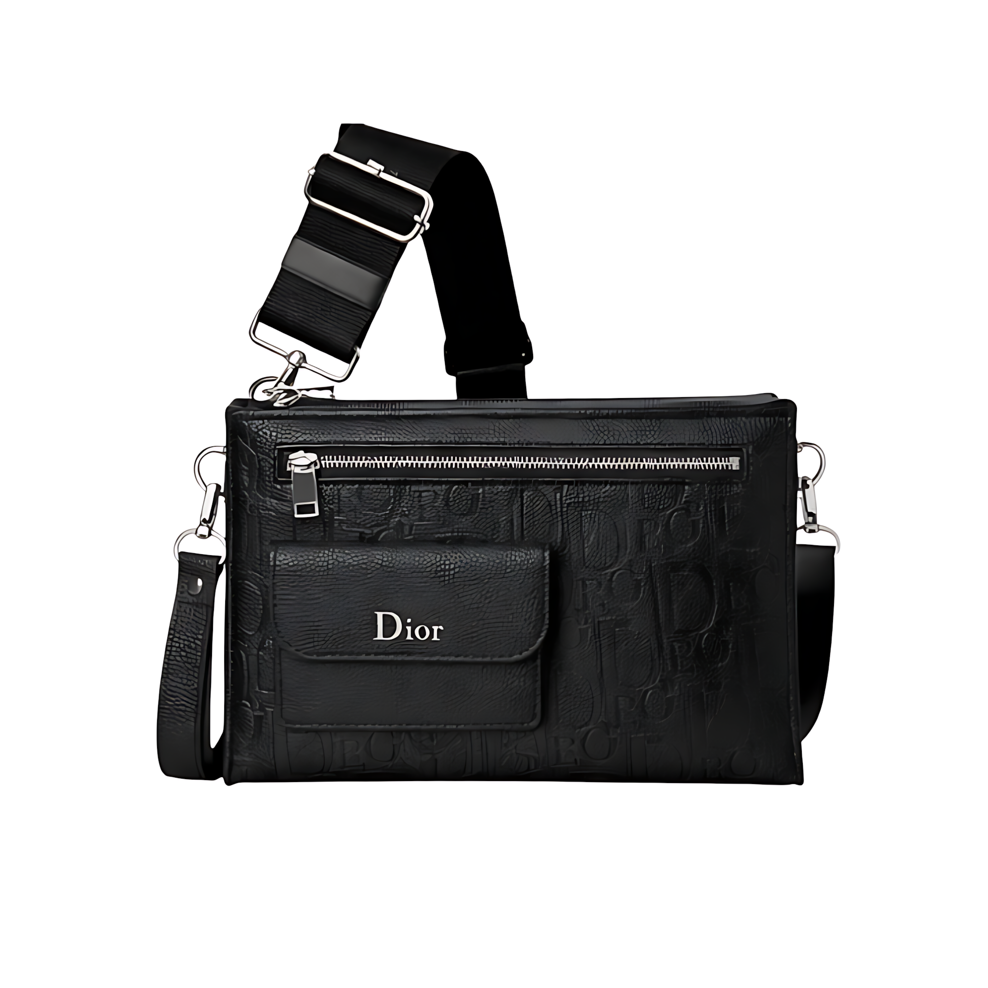 Dior Pouch | Oblique Embossed Leather Zip Black