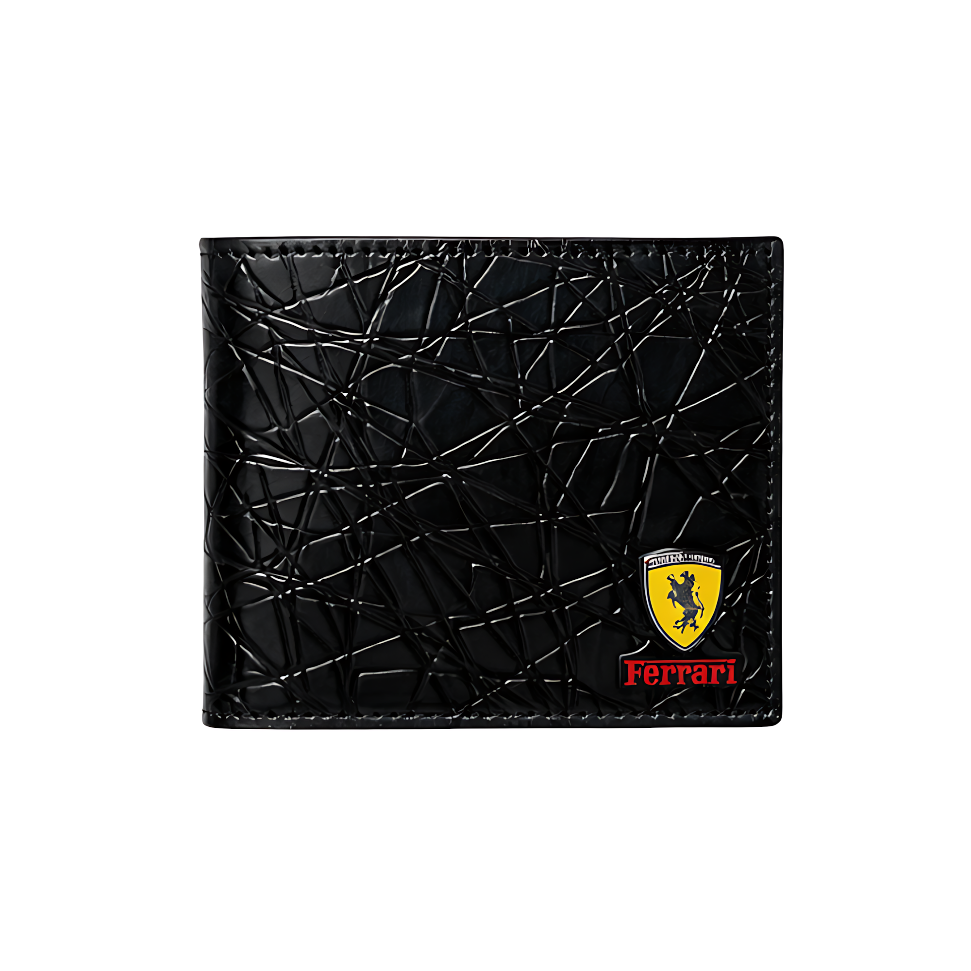 Ferrari Wallet | Bi Fold Black Leather Horse