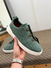 Zegna Suede Slip-On Sneakers (Green)