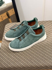 Zegna Suede Slip-On Sneakers (Green)