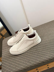 Zegna CrocoPanel Suede Slip-On Sneakers – Sand Beige Edition