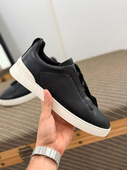 Zegna CrocoPanel Suede Slip-On Sneakers – Ivory Edition