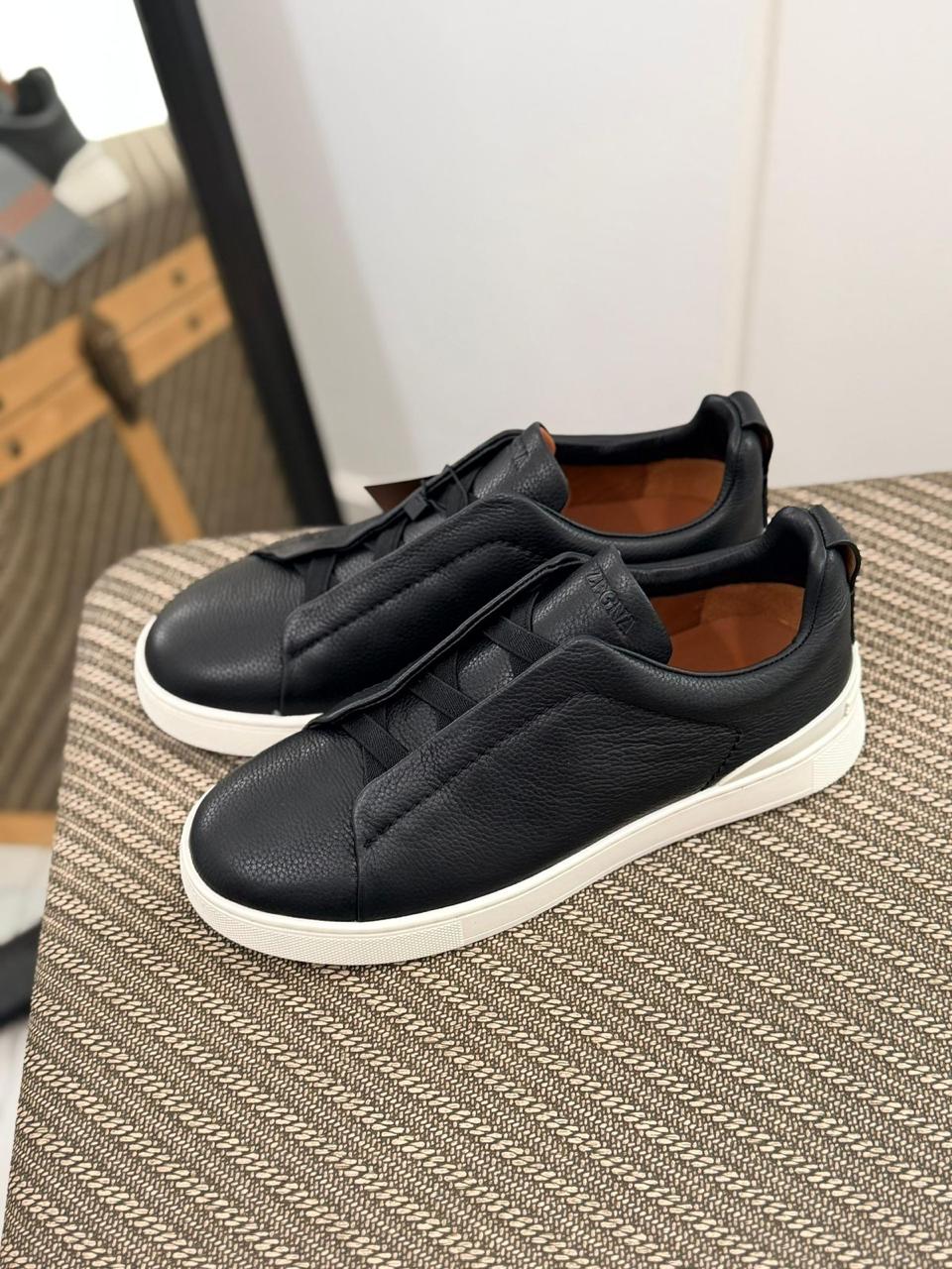 Zegna CrocoPanel Suede Slip-On Sneakers – Ivory Edition